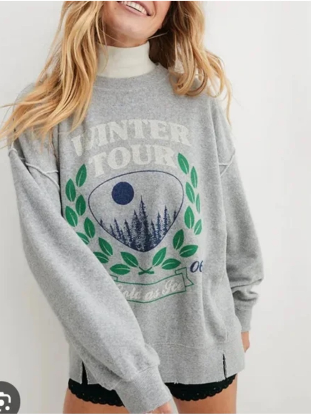 Aerie The Chill Cozy Crewneck Sweatshirt Size Small oversized fit